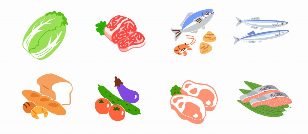 たんぱく質を含む食材のイラスト