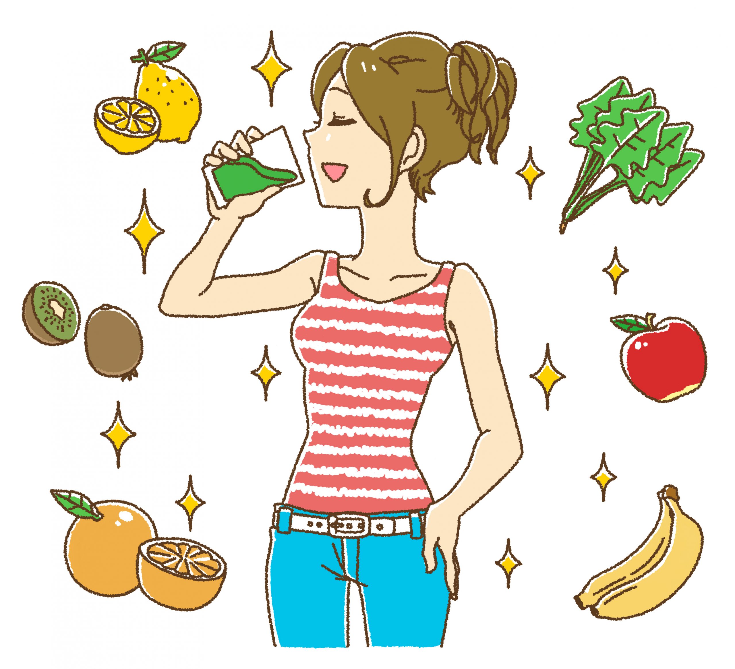 スムージーを飲む女性