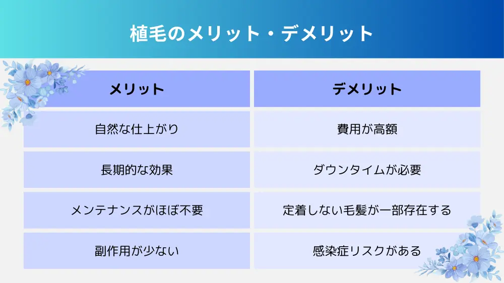 名古屋の植毛のメリット・デメリット