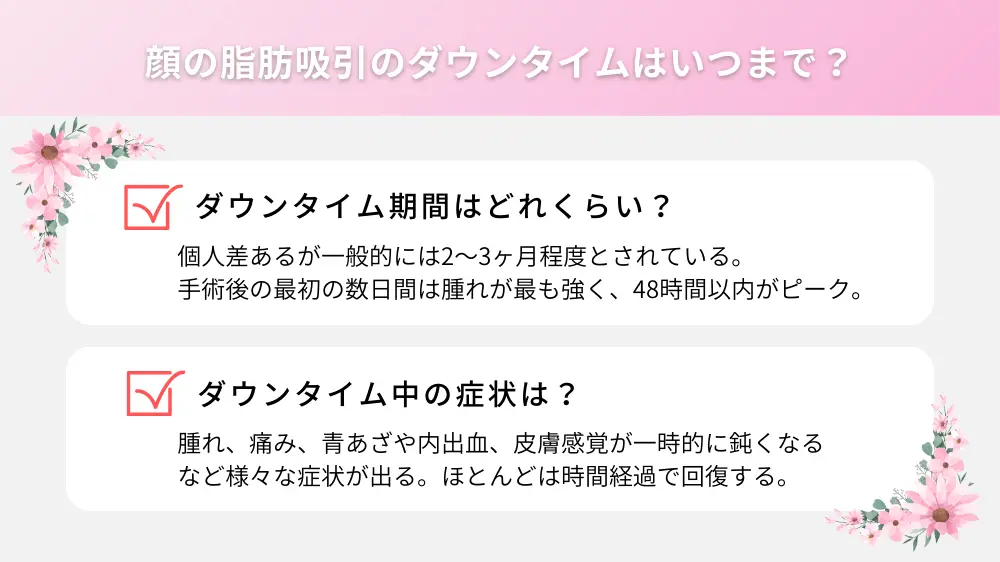 顔の脂肪吸引のダウンタイムはいつまで？