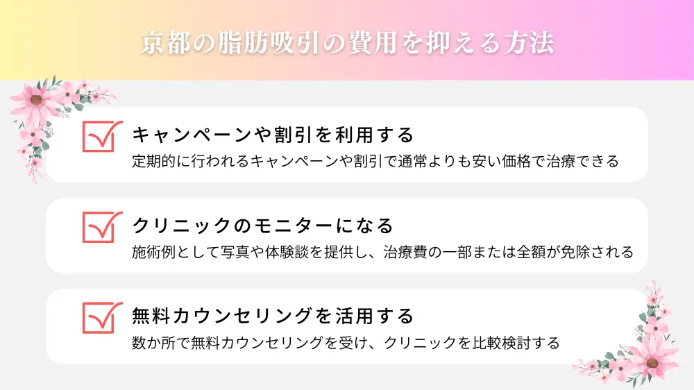 京都の脂肪吸引の費用を抑える方法