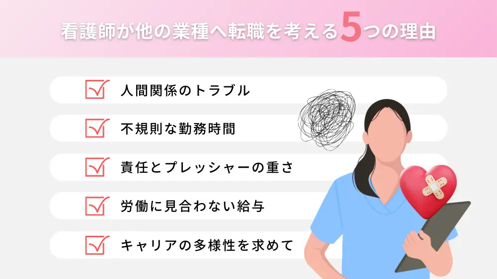 看護師が他の業種へ転職を考える5つの理由