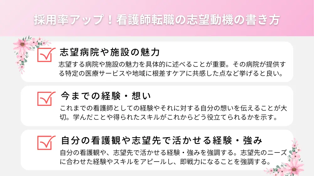 採用率アップ！看護師転職の志望動機の書き方