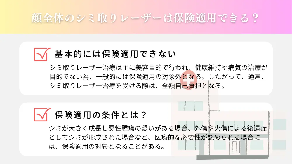 顔全体のシミ取りレーザーは保険適用できる？