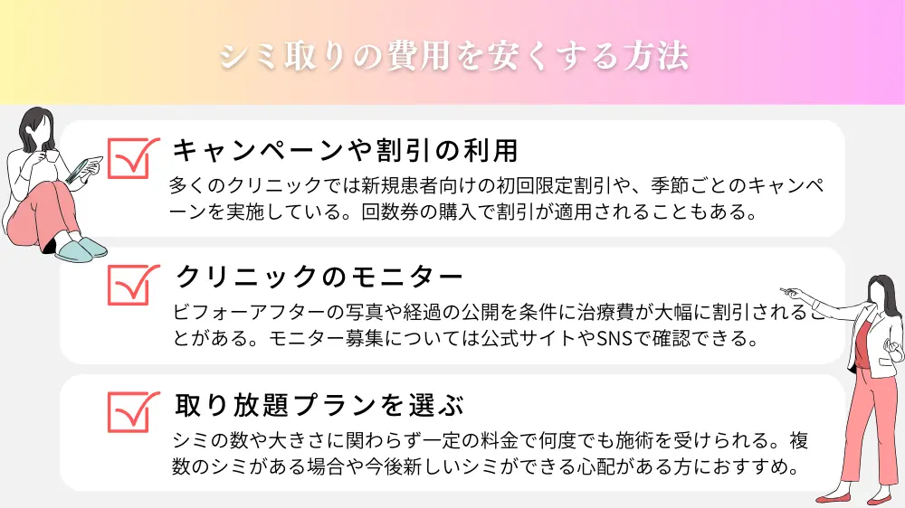 シミ取りの費用を安くする方法