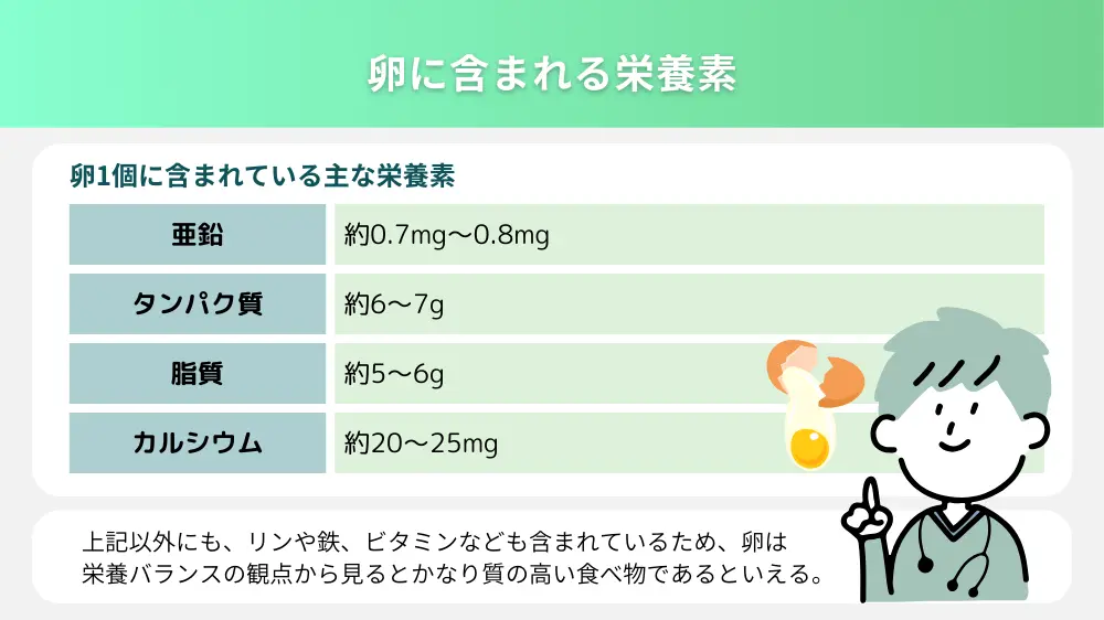 卵に含まれる亜鉛以外の栄養素