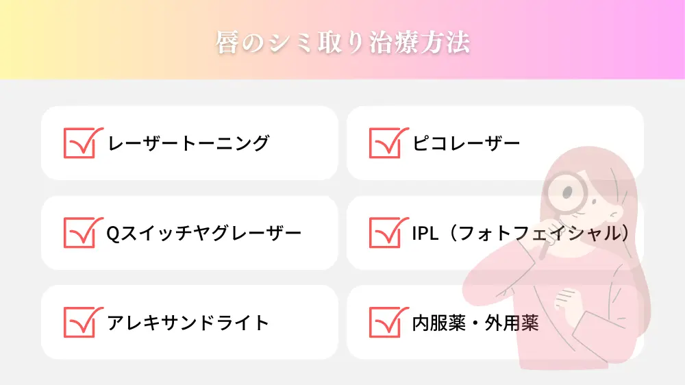 唇のシミ取り治療方法