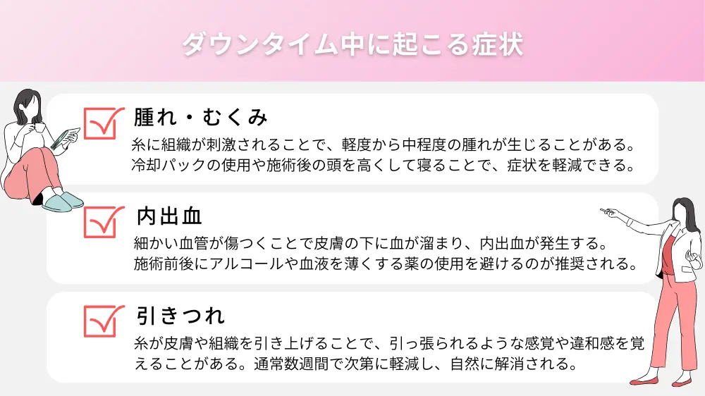 糸リフトのダウンタイム中の痛み以外の症状