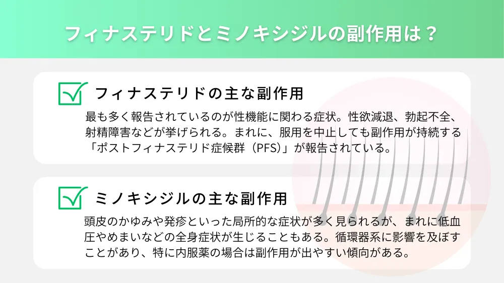 フィナステリドとミノキシジルの違いとは？【副作用】