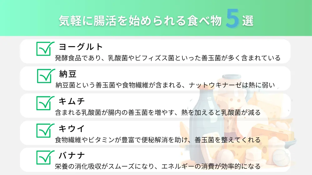 気軽に腸活を始められる食べ物ランキング5選