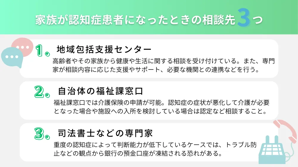 家族が認知症患者になったときの相談先