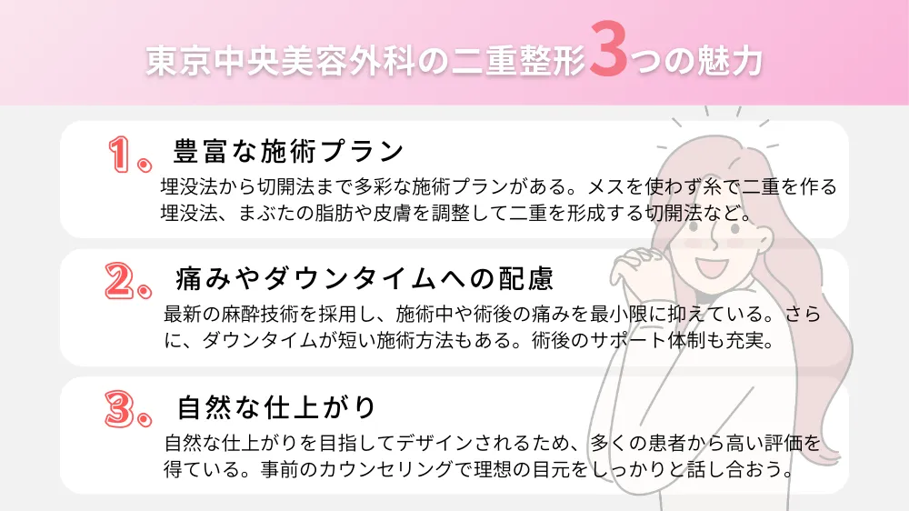 東京中央美容外科の二重整形｜3つの魅力！